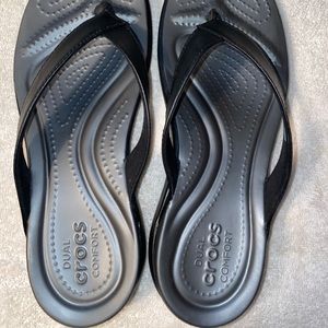 Grey/ Black Croc flip flops